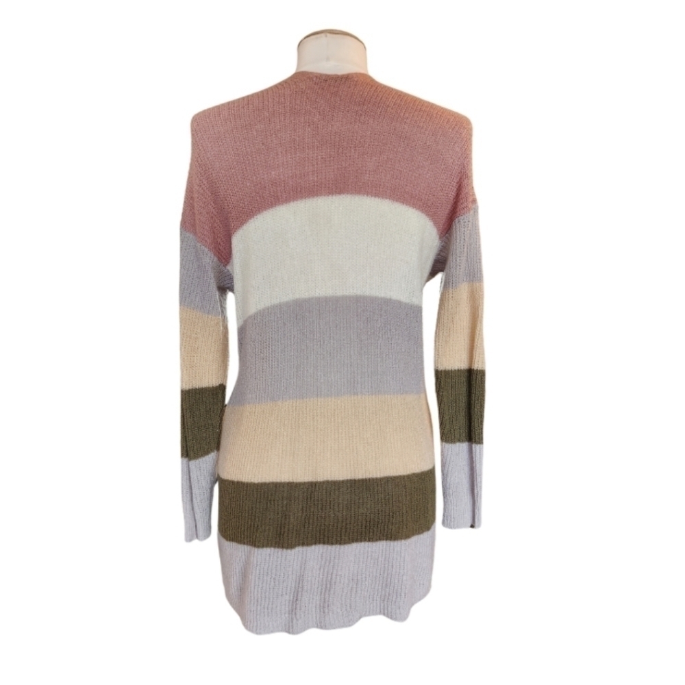 Staccato Striped Knitted Color Block Cardigan - Picture 3 of 4